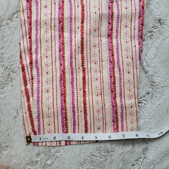 Adrianna Papell 100% Silk Shell Beaded Cream Pink Stripe Pants Size 16 - Picture 6 of 9